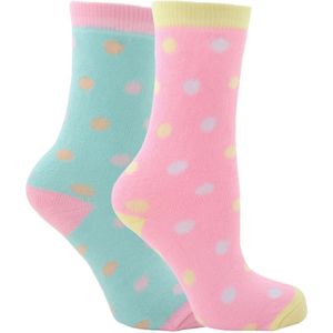 Set van 2 thermo casual sokken met stippen voor meisjes - Groen / Roze