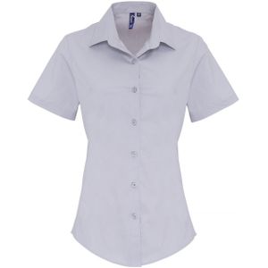 Premier Dames/Dames Stretch Formeel Overhemd Met Korte Mouwen (Zilver)