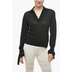 Sweatshirt met polohals en strikken op de mouwen