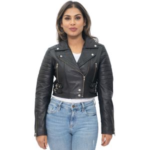 Dames bijgesneden Brando leren bikerjack-Damascus