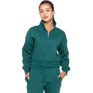 Enzo - Sweatshirt - Bosgroen - Halve Rits - Dames