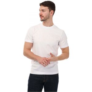 Men's Lacoste Heritage Branded Crew Neck Flecked T-Shirt In White - Maat M