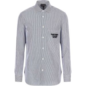 Emporio Armani Heren overhemd met streep (Blauw)