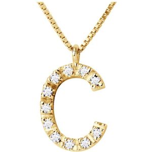 Collar ABC Diamonds 0.06 Cts letter ""C"" 18 karaats geel goud