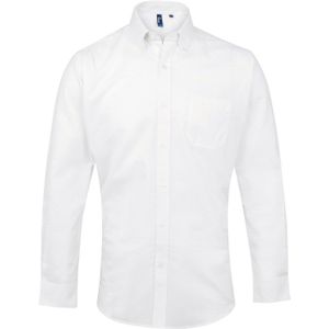 Premier Heren Signature Oxford overhemd met lange mouwen (Wit)