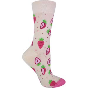 Dames nieuwe katoenen sokken met fruitpatroon - Aardbei
