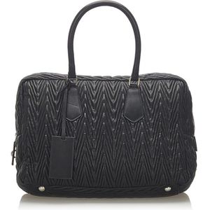 Vintage Prada Embossed Leather Handbag Black