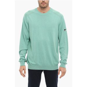 Trui met ronde hals van katoen en linnen in lichtblauw