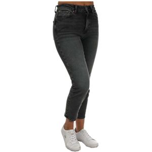 Only Emily rechte jeans met stretch en hoge taille voor dames, grijs
