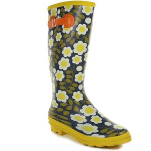 Regatta Dames/Dames Orla River Floral Wellington Boots (Zwart/Geel/Groen)