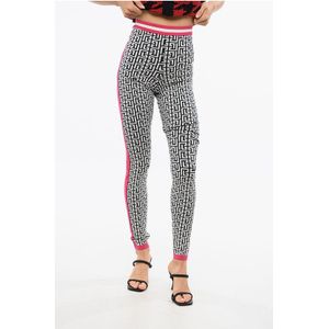 Gebreide legging met monogrampatroon in zwart en wit