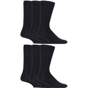 Set van 6 herensokken met gestreept katoen, rijk aan casual kleding - Gewoon Zwart