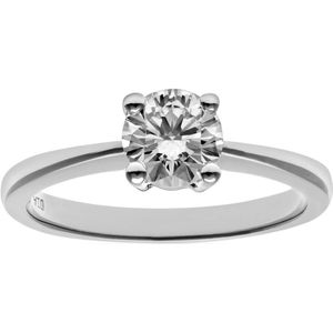 Verlovingsring, 18kt witgoud IJ/I ronde briljant gecertificeerde diamanten ring, 0,75 ct diamantgewicht