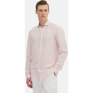 Chemise rayée en lin mélangé, coupe régulière, tissée et décontractée