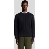 Lyle & Scott wolmix geribbelde trui - marineblauw