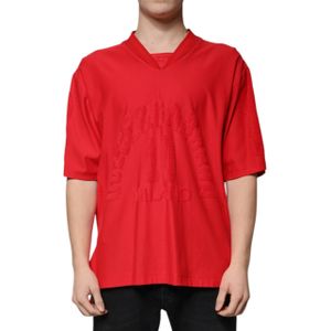 Dolce & Gabbana - Rode V-hals T-shirt - Heren - Katoen