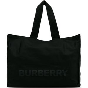 Vintage Burberry Logo Shopper Nylon Tote Black