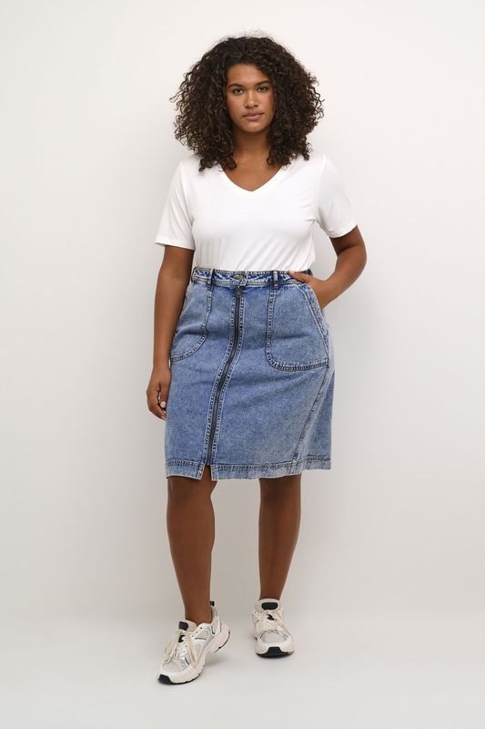 KAFFE - CURVE - Shirt - Wit - V-hals - Kwartmouw