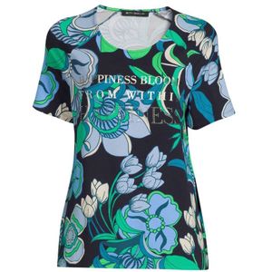 Betty Barclay Top Met All Over Print En Strass Steentjes Donkerblauw/groen - Maat XS