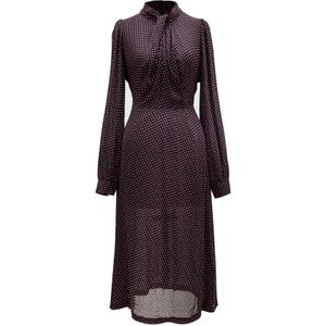 TrapÃ¨ze midi -jurk met gedrapeerde kraag en erwtprint
