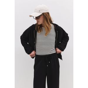 Sweat-shirt à capuche zippé en tissu modal doux et soyeux