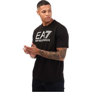 Heren Emporio Armani EA7 Geribd Logo T-Shirt in Zwart
