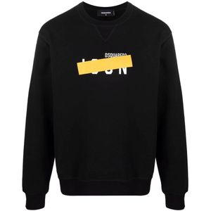 Dsquared2 Be Icon Geel Tape Sweatshirt Zwart - Maat 2XL