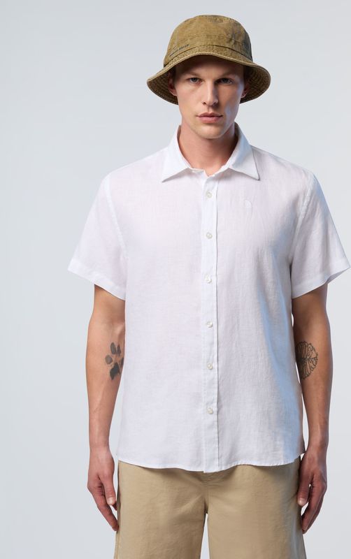 North Sails - 664370 - Linnen Overhemd - Wit - Korte Mouwen