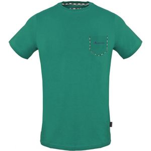 Aquascutum Groen T-shirt Met Geruite Zakafwerking - Maat XL