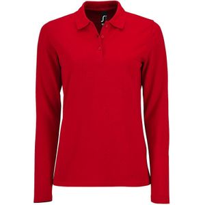SOLS Dames/dames Perfecte Lange Mouw Pique Polo Shirt (Rood) - Maat L