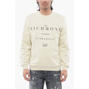 Geborsteld katoenen sweatshirt met ronde hals en logoprint