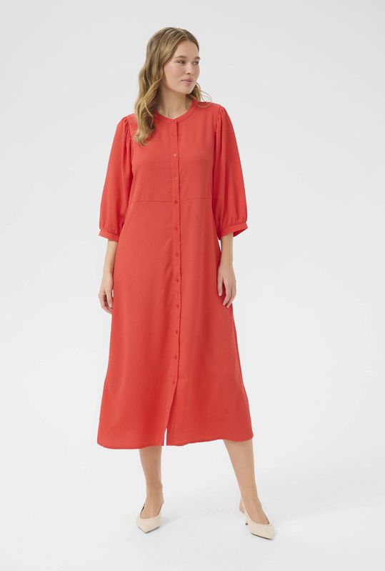 Jurk - Bittersweet red - Casual fit - Lange lengte - 3/4 mouwen