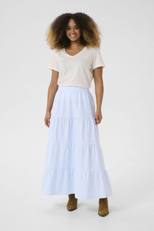 Cream Rok 'Amala'  hemelsblauw / wit