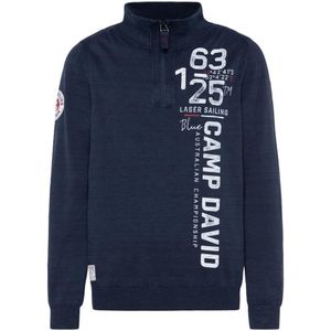 CAMP DAVID - Trui - Marine - Lichtgrijs - Rood