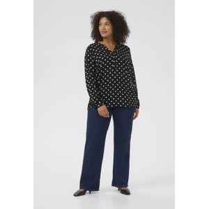 Blouse met lange mouwen Regular fit Black/ Chalk Dot Print black white