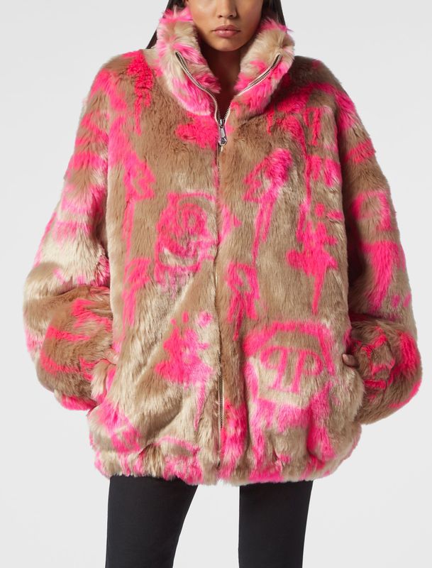 Philipp Plein - Monogram - Vegan Bomberjack - Veelkleurig - Oversized Fit