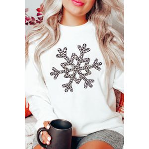 Leopard Sneeuwvlok Sweatshirt Model Wintermode