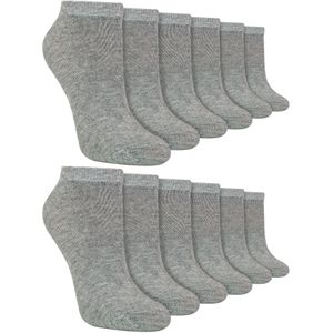 12 Paar Multipack Kinder Bamboe Trainer Sokken | Jongens Liner Sokken Ankle Wit - Grijs