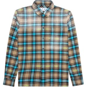 Overhemden - Gebroken Wit - Flanellen Overhemd - Kameelbeige - 100% Katoen