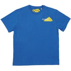 Off White Juniors Script T-shirt voor jongens in blauwgeel
