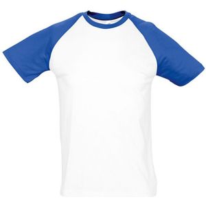 SOLS Heren Funky Contrast T-Shirt Met Korte Mouwen (Wit/royaal Blauw) - Maat 2XL