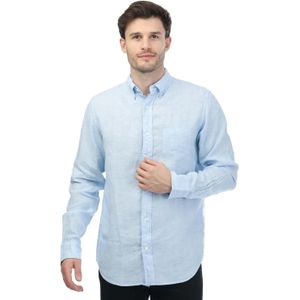 Gant Heren Linnen Normaal Overhemd (Blauw)