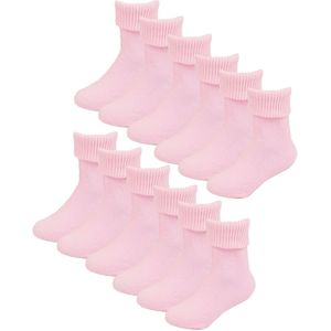 Set van 6 babysokken van katoen met omgeslagen bovenkant - Roze