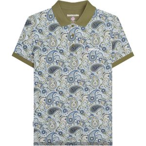 Lambretta Heren SS25 Paisley gemerkt poloshirt (Kaki/Navy)