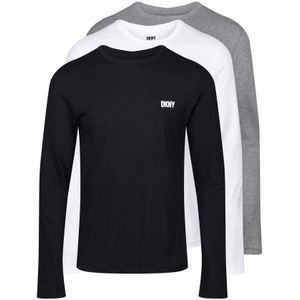 Heren DKNY Long Sleeve 3 Pack T-shirt in Zwart Grijs Wit