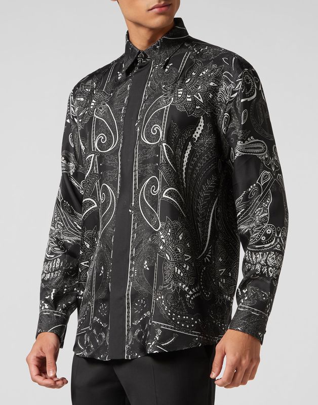 Shirt - Paisley - Katoen Poplin - Met Peak Collar