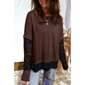 Kanten Gelaagde Langemouwtop