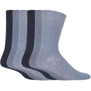 Set van 6 sokken zonder elastiek herensokken met zachte grip 46-50 EU - SOMRJ Blauw