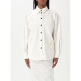 Embroidered Cotton Denim Shirt - Wit - Longsleeve