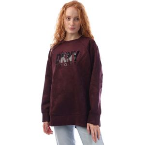 Dames DKNY Sueded Scuba Pullover Sweatshirt in Rood
